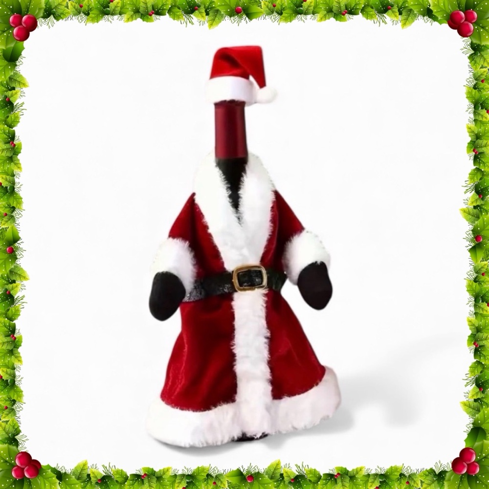 Festive 2-piece Santa Wine Bottle Cover